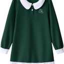 Little Bitty Girls Long Sleeve A-Line Tulle Princess Dress, Midi Length Casual Party Ribbed Knit Top Tulle Skirt 4-13 Years (L)