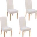 Smiry Velvet Stretch Chair Covers for Dining Room Set of 4, Soft Fit Removable Washable Kitchen Parsons Chair Slipcover Protector, Cream