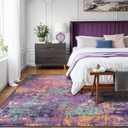 RELEANY Washable Area Rugs 9'x12' Non-Slip Modern Abstract Soft for Living Room Entryway Bedroom Nursery, Print Pattern, Purple Orange Blue Green Rust Red Colorful