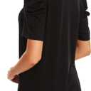 Womens Summer Shirt V Neck Casual Loose Fit Tshirts Puff Short Sleeve Tops (Black, S)