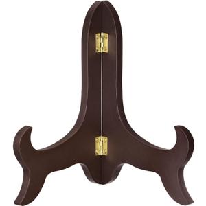 uxcell 8" Easel Plate Holder, Wooden Folding Display Stand Brown for Decorative Picture Frame