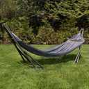 Best Home Fashion Hammock with Collapsible Steel Stand 450 lbs Capacity & Carrying Case, Portable & Adjustable, Perfect for Camping Beach Summer Patio, EZ Daze Foldable Hammock with Stand- Grey