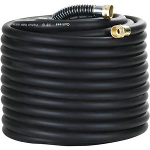 Guitrees 150FT 5/8 Heavy Duty Rubber Garden Hose - 300psi Working, 1000psi Burst - Hot/Cold Water - Five-Layered Braiding for Durability - Versatile for Gardening, Agriculture, Construction(Black)