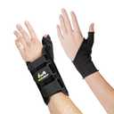 BraceAbility Wrist and Thumb Splint + Soft Undersleeve Bundle - Ultimate Arthritis, De Quervain's Support, Tendonitis Relief - Includes Protective Hand Sock and Wrist Brace Thumb Stabilizer (M-Right)