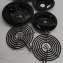 Electric Stove Burner Drip Pans WB31M19(8) WB31M20(6) and Electric Stove Top Burner WB30M1(6") WB30M2(8") Compatible for G-E Hot-point Ken-more General Electric Stove Parts by MIFLUS (Black Drip Pans 2*8in 2*6in and Stove Burner 2*8in 2*6in)