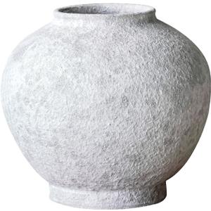 Rustic Terracotta Handle Flower Vase, Height 19.5cm/7.67in Vintage Clay Vases Farmhouse Decor, for Living Room Entryway Table Centerpiece Decor, White 