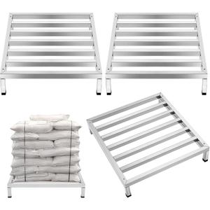 3 Pack Dunnage Rack 23.6" Long x 23.6" Wide, 3.9" Height Stainless Steel Shelf 2000+ Pound Capacity Commercial Food Floor Rack for Restaurants Kitchens Garages and Vehicles(Detachable)