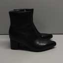 Women's Ankle Boots Pointed Toe Chunky Block Heel Short Boots for Women Low Heeled Booties (7, Black/Pu)