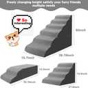 Dog Stairs for High Beds 30-36 inches Tall, 6-Step Dog Steps for Bed 32-36 inches for Small Large Dogs, Doggie Ramp for Bed, 30D Foam Pet Stairs for Old Dogs/Cats, Free-Installation, Grey