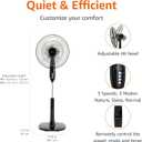 Amazon Basics 16" Pedestal Fan with Remote for Bedroom, Living Room, Office, Adjustable Height, Dual-Layered Blades, 3 Speeds, 3 Modes, Timer, Tilt Head, 60W, Black