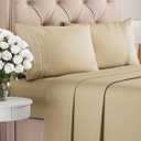 Queen Size 4 Piece Sheet Set - Comfy Breathable & Cooling Bed Sheets Set - Hotel Luxury Bedding for Women, Men, Kids, Teens, Boys & Girls - Deep Pockets, Ultra-Soft, Wrinkle Free - Oeko-Tex - Beige