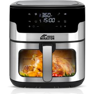 8.5QT Air Fryer, Family Size Digital Air Fryers, Nonstick Square Basket, Smart Touchscreen with 8-Preset, Air Frying, Reheat Leftovers, Party Food, Fast Cooking, Dishwasher-Safe, for Kitchen (Black (Touchscreen Series))