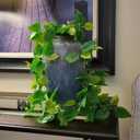 BLEUM CADE Fake Hanging Plants, 2pcs Artificial Pothos Vines Greenery for Wall Home Living Room Office Indoor Outdoor Decor (No Baskets)