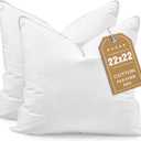 BHZ Euro Throw Pillow Inserts, 22x22 Down Feather Alternative Pillow Inserts Set of 2, Decorative Soft Large Square White Throw Pillows Insert for Couch Bed Dorm Sofa with Breathable Cover