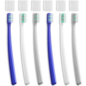 RoseFish Soft MenToothbrushes with Dual Action Flossing Sprar Bristles Adult Manual Toothbrushes with Toothbrush Head Coves Helps in Teeth Whitening Remove Tea Coffee Stains (6 Count)