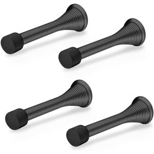 Door Stoppers for Wall  Spring Door Stopper  Black Door Stops  3-1/4"  Black Door Stopper  Pack of 4  Door Stoppers for Bottom of Door  Doorstop  Door Stops for Wall  Home, Offices, Schools