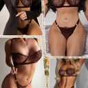 Dlsave Sexy Lingerie for Women Eyelash Lace Mesh Matching Bra and Panty Sets Push Up Lace Bralette 2 Piece Lingerie Set, Small