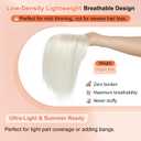 SEIKEA Hair Toppers for Women Real Human Hair with Wispy Bangs, 10" Ultra-light Breathable Hairpiece for 3.5''x2.7'' Mild Thinning Hair, Hand-Tied Scalp Hairpieces for Daily Wear & Gray Hair Coverage