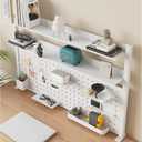 Clamp on Desk Organizer Shelf, Desk Extender with Pegboard, Gaming/Computer Desk Accessories with Shelf, Privacy Panel for Office, Clamp-on Desktop Shelving Syste (White, 31.5in/80cm)