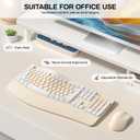 Ergonomic Wireless Keyboard and Mouse Combo, Wave Keys Keyboard with Wrist Rest for Natural Typing, 3 DPI Adjustable Ergonomic Silent Mouse for Computer/Laptop/Windows/Mac (Latte Color-A)