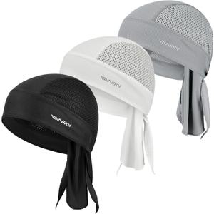 Bandanas Skull Caps for Men, Women Skull Cap Helmet Liner Cycling Hat Durags Motorcycle Bandana Sweat Wicking Do Rag (S)