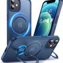 Anqrp 360 ALL-in-ONE Stand Case for iPhone 12/12 Pro Case with Rotatable Magnetic KickStand Ring Holder, Compatible with MagSafe, MIL-Grade Shockproof iPhone 12/12 Pro Phone Case Cover 6.1 inch, Blue