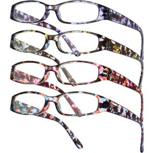 Gaoye 4-Pack Readers for Women, Blue Light Blocking Reading Glasses, Stylish Reading Glasses for Women in 4 Patterns (Blue-purple Tortoiseshell, Purple-yellow Tortoiseshell, Yellow-black Tortoiseshell, Dark Blue Tortoiseshell, Yellow-green Tortoiseshell)