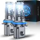 9007/HB5 Bulbs, 40000LM 6500K Cool White, 1:1 Mini Size, 1000% Super Bighter 9007 Light Bulb with 80000H Lifespan, 1 Min Plug-N-Play, IP68 Waterproof Non-polarity, Pack of 2