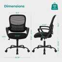 OLIXIS Home Office Chair, Mid Back Computer Ergonomic Mesh Desk with Large Seat, Executive Height Adjustable Swivel Task with Lumbar Support and Armrest, for Adults, Black, 18.5"D x 20.08"W x 41.5"H