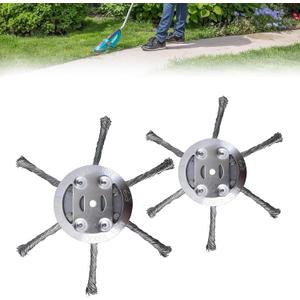 2PCS Steel Wire Trimmer Head – 6 Inch Heavy Duty Weed Eater Replacement, Universal Brush Cutter Head, No More Bump Feed & String Break – Perfect for Concrete Edge, Moss & Thick Weeds