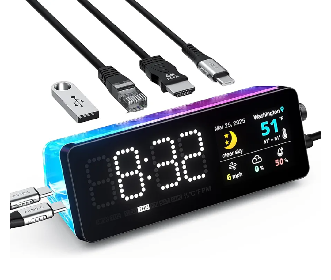 LTC Laptop Docking Station, 7-in-1 USB C Hub with Screen, Multiple Built-in Apps, Multiport Adapter with HDMI 4K@60Hz, 90W Power Delivery, USBC & USBA Data Ports, Dongle for MacBook, Dell, and More