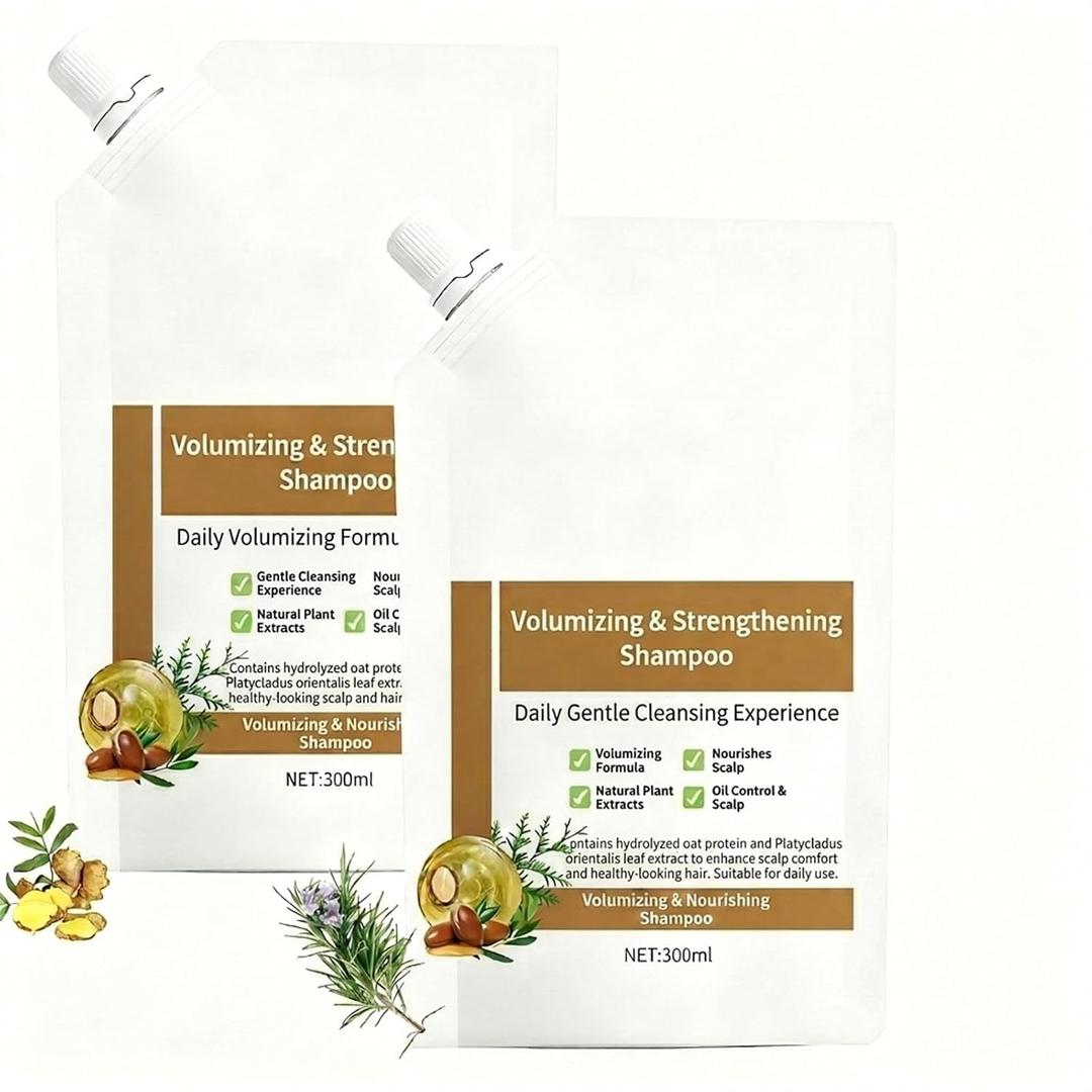 300ml Volumizing & Hydrating Shampoo - Gentle Cleansing Formula for Fuller-Looking Hair, Enriched with Botanical Extracts, Suitable for All Hair Types (2 Bottle Set)