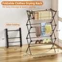 Drying Rack Clothing, 3-Tier Clothes Drying Rack Foldable, Antirust Laundry Drying Rack Collapsible Use for Indoor & Outdoor, 11.8" D x 34.6" W x 35.4" H, Black