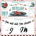 Classic Car Themed Birthday Party Decorations, I am Not Old I am Classic Birthday Backdrop Banner Cake Cupcake Topper Balloons for Adult Men Vintage Classic Car Birthday Party Supplies