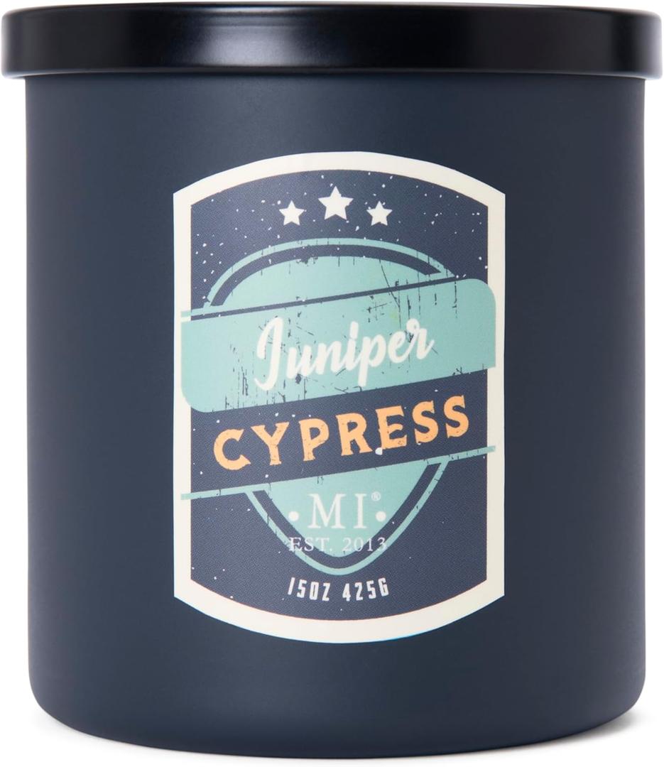 Manly Indulgence Juniper Cypress Scented Candles for Men, 2 Wick, 15 oz Premium Soy Blend Wax, 60H Burn, Candles for Home Scented  Made in The USA