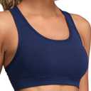 Oalka Women's Racerback Sports Fitness Support Workout Running Bras (Medium, Navy Blue)