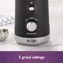 Mr. Coffee Automatic Coffee Grinder with 5 Presets, 12 Cup Capacity, Black Ideal for Home Use and Espresso Lovers