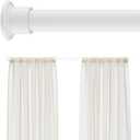 Tension Curtain Rod by EZFurni, 28 to 42 Inch, Adjustable Curtain Rods No Drilling, Heavy Duty tension Rod, Anti-Slip Spring Loaded Curtain Rods for Window, Closet, Door, White
