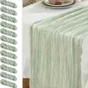 Le courant 12pcs 10Ft Cheesecloth Table Runner, Rustic Boho Gauze Cheese Cloth Runner Table Runner for Weddings Bridal Baby Shower Birthday Holiday Parties Home Decor, Sage Green