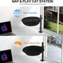 Cat Desk Bed, Heavy Duty Steel Clamp-On Various Desktops, Machine Washable Reversible Cat Beds for Large & Kitten, 360 Rotating Height Adjustable, Indoor Cats Nest Furniture Supports 45lbs, Black