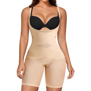 Nebility Women's Full Body Shapewear Bodysuit - Open Bust Shapewear Tummy Control Faja Body Shaper Seamless Girdle Large