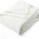 Carriediosa 100% Cotton Muslin Throw Blanket 90" X 90" Queen Size4-Layers Summer Gauze Throws for Bed CouchSoft Lightweight Breathable Linen Blankets Bedspread for Adults All SeasonWhite