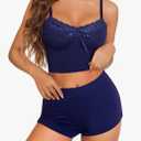 Avidlove Lingerie Sets For Women Sexy Sleepwear Lingerie Set Lace Trim Short PJ Set Soft Sleepwear Shorts 2 Piece S