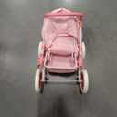 Badger Basket Double Front to Back Stroller for Dolls - Lightweight Foldable Toy Pram with Gingham Fabric Canopy and Storage Basket  Fun Pretend Play for Kids Ages 3 and Up - Pink