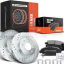 A-Premium 10.32 inch(262 mm) Front Drilled and Slotted Disc Brake Rotors + Ceramic Pads Kit Compatible with Select Honda Models - Civic del Sol 1994 1995 1996 1997 1.6L, Fit 2007 2008 1.5L 6-PC Set