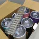 6 Pack Stainless Steel Skinny Tumbler, 20 OZ Double-Insulated Water Tumbler Cup with 6 Straw and 3 Brush, Vacuum Travel Mug Gift for Hot Cold Drinks with Cleaning(Assorted Colors)