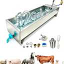 Automatic Livestock Water Trough Animal Stainless Steel Larger Automatic Waterer with Float Valve Kit for Goat Cattle Horse Hog Pigs Dog Water Dispenser Outdoor, 39.5"*11.8"*7.8",12 Gallons