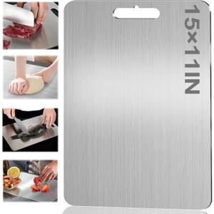Titanium Cutting Board, 100% Pure Titanium Cutting Boards For Kitchen, Non Slip Medium Titanium Cutting Board, Cutting Boards For Dishwasher Safe, Double Sided Medical Grade Titanium Cutting Board. (15"L x 11"W)