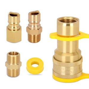 1/2 Inch Natural Gas Quick Connect Fittings,Natural Propane Hose Quick Disconnect Kit,100% Solid Brass with Dust Cover for Gas Grill and Heater and Generator
