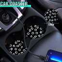 10Pcs Cute Flower Car Accessories Set, Includes Floral Steering Wheel Cover, Seat Belt Covers, Daisy Air Vent Clips, Center Console Armrest Cushion, Cup Coasters for Women Decoration (Black)